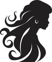 Elegant Lines Black Logo with Females Face Icon in Monochrome Intriguing Simplicity Vector Icon of Females Face in Black Monochrome