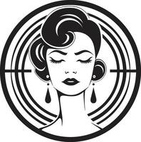 eterno elegancia logo presentando un mujeres cara esculpido serenidad negro hembra cara vector icono
