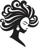 Timeless Allure Black Face Vector Icon with Womans Profile in Monochrome Elegant Lines Black Logo with Females Face Icon in Monochrome