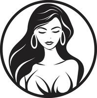 Timeless Allure Black Face Vector Icon with Womans Face Elegant Charm Black Logo with a Womans Profile