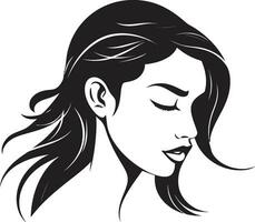 Sculpted in Time Female Face in Black Logo Timeless Elegance Black Face Vector Icon
