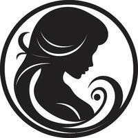 Mystical Beauty Emblem with a Womans Face Eternal Grace Logo of a Females Face vector