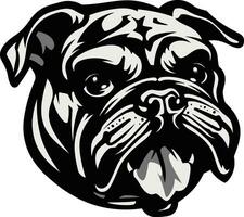 buldog majestad icónico emblema en negro monocromo poder negro buldog vector icono