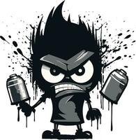Screaming Spray Paint Can Angry Logo Icon Black Mascot Emblem Angry Spray Paint Artistry vector