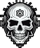 Intricate Machine Skull Symbol The Art of Machinery Robotic Skull Logo A Symphony of Art and Engineering vector