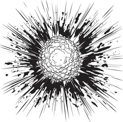 Explosive Impact Black Comic Explosion Icon in Vector Kaboom Action Packed Comic Explosion Design