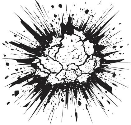 Iconic Boom Black Emblem Design Black and Explosive Comic Explosion Vector Symbol