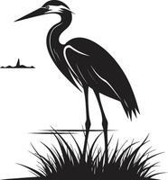 Heron Iconic Design in Black Heron Profile Silhouette Logo vector