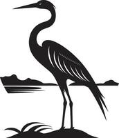 Graceful Heron in Vector Art Heron Iconic Design in Black