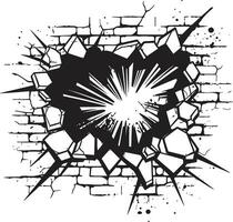 Powerful Cracks Black Comic Book Broken Wall Icon in Vector Bam Action Packed Comic Book Broken Wall Design