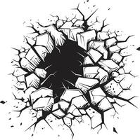 Black and Explosive Comic Book Broken Wall Vector Symbol Thrilling Breakthrough Comic Book Broken Wall Logo