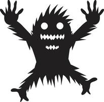 bestial belleza vector icono en negro monstruoso arte negro emblema con dibujos animados criatura
