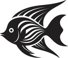 Intricate Angelfish Design Black Icon Emblem Black Vector Mastery Angelfish Logo Art