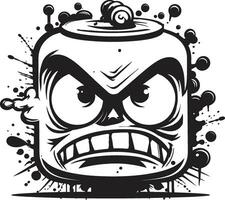 Black Logo of Aggression Vector Mascot Angry Spray Paint Icon Graffiti Elegance