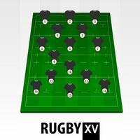 Rugby player position on green rugby field. vector