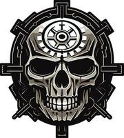 The Gearheads Vision A Glimpse into the World of Technology Robotic Cyber Skull A Symphony of Engineering and Art vector