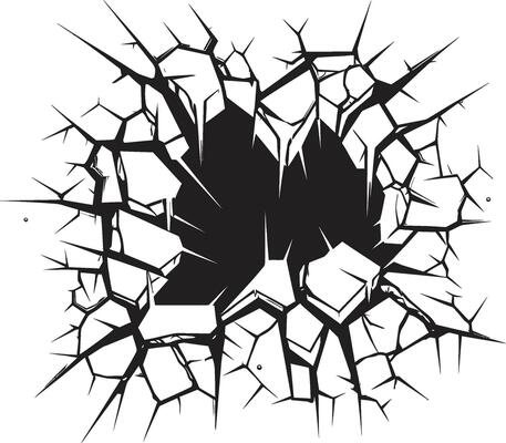 Adventurous Art Vector Icon in Black Comic Book Pow Vector Artistry Broken Wall Emblem in Black