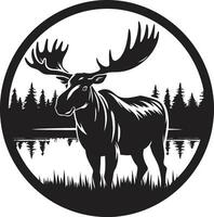 Moose Majesty in Serene Vector Moose Logo Design with Timeless Flair