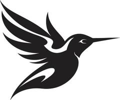 Hummingbird Silhouette in Black Vector Modern Hummingbird Emblem Design