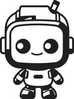 Tech Titan A Black Vector Mascot Symbol Pixel Paladin A Small Robot Logo Design