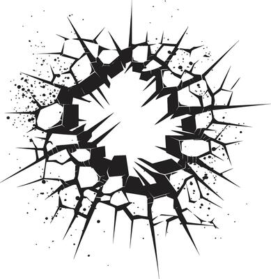 Powerful Cracks Black Comic Book Broken Wall Icon in Vector Bam Action Packed Comic Book Broken Wall Design