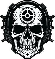 Vector Mechanical Skull Icon A Technological Metamorphosis Elegant Black Skull Symbol The Nexus of Art and Tech