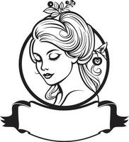 Intriguing Elegance Vector Icon of Females Essence in Black Monochrome Subtle Charm Black Logo with Females Visage in Monochrome