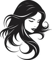 Sculpted Grace Black Female Face Emblem in Monochrome Timeless Allure Black Face Vector Icon with Womans Profile in Monochrome