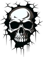 Dark Mystery Unleashed The Skulls Peeping Symbol Mystical Glimpse The Intriguing Walls Skull Design vector