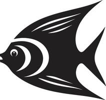 Vector Elegance in Black Angelfish Symbol Angelfish Artistry Black Logo Brilliance