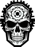 Gothic Machine Symbol Where Industrial Meets the Shadows Monochromatic Tech Skull The Intersection of Gears and Wires vector