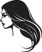 Sublime Serenity Black Logo with a Womans Profile in Monochrome Timeless Allure Black Face Vector Icon with Females Visage in Monochrome