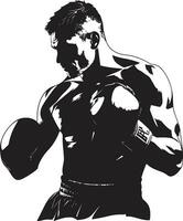 Boxing Dynamism Black Logo Design with Man Icon Black and Bold Boxing Man Vector Icon