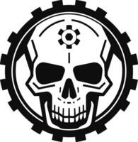 Robotic Renaissance The Digital Skull Emblem Cyberpunk Evolution A Technological Artistry vector