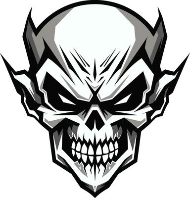 Eerie Skull Silhouette Brooding Design Abyssal Aura Ominous Skull Icon