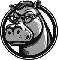 hipopótamo gráfico en sereno negro majestuoso hipopótamo vector icono