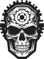Monochromatic Tech Skull The Intersection of Gears and Wires Elegant Skull in the Age of Cybernetics vector