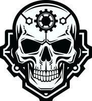 Elegant Skull Icon in the Age of Cybernetics Sleek Tech Symbol The Digital Soul within Metal vector