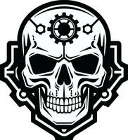 Elegant Skull Icon in the Age of Cybernetics Sleek Tech Symbol The Digital Soul within Metal vector