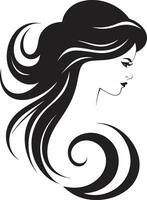 místico mirada negro emblema con mujeres cara icono en negro monocromo eterno seducir logo con hembra cara icono en negro monocromo vector