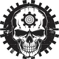 The Futures Face A Cybernetic Skull Logo Sculpted Tech Skull Symbol Where Art Meets Engineering vector