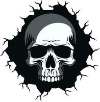 Gothic Intrigue in Cracks The Walls Skulls Return Dark Mystery Unleashed The Skulls Peeping Symbol vector