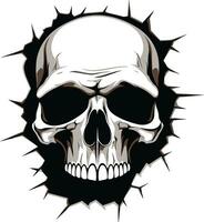 Dark Emergence The Skull in Cracked Wall Mystical Unveiling The Walls Hidden Skull Symbol vector