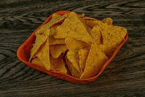 Mexican crunchy corn nachos triangle photo