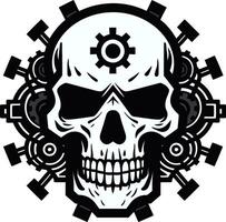 Sleek Cyber Profile A Digital Interpretation of Innovation Majestic Black Skull Emblem A Timeless Fusion of Tech vector