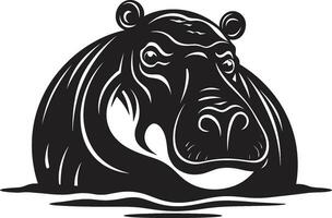 Contemporary Hippo Profile Black and White Hippopotamus Icon vector