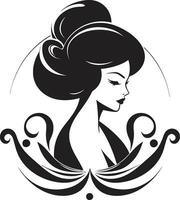 elegante encanto negro logo con un mujeres esencia icono icónico sencillez vector icono de negro hembra perfil en logo en monocromo