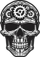 Elegant Cybernetic Skull Icon A Timeless Fusion Intricate Machine Skull Symbol The Art of Machinery vector