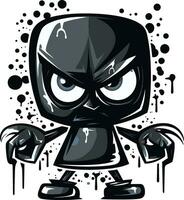 Agitated Graffiti Mascot Black Icon Emblem Angry Spray Can Signature Vector Logo