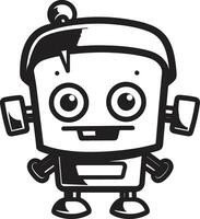 el ciber explorar un pequeño robot mascota emblema tinta empapado dinamo vector logo diseño